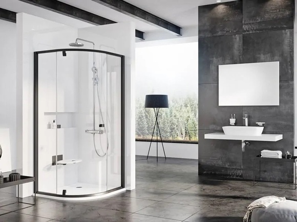 Душ кабина серия Pivot Black 90x90см