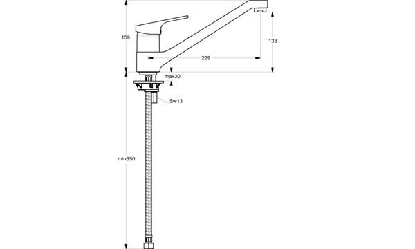 Хромиран кухненски смесител Slimline 2 (1)
