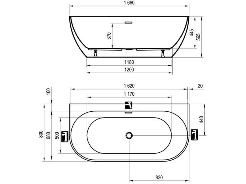 Свободностояща акрилна вана Freedom Black 166x80см (1)