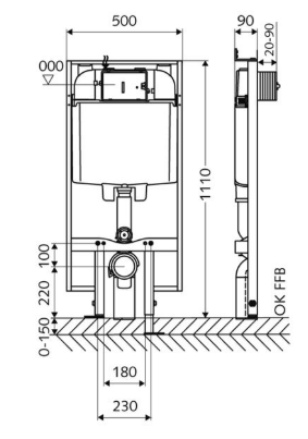 Казанче за вграждане и бял бутон за стена Schell C90 Slim (1)