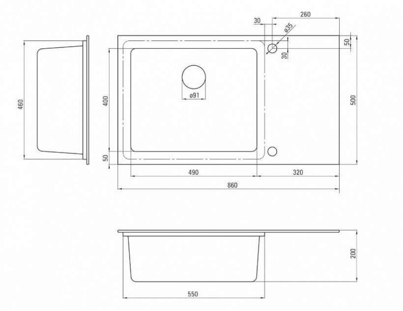 Елегантен умивалник за кухня Capella White Metallic Graphite (1)