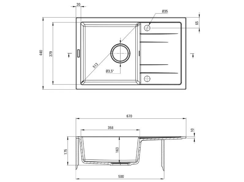Кухненска мивка за вграждане Corio Graphite (1)