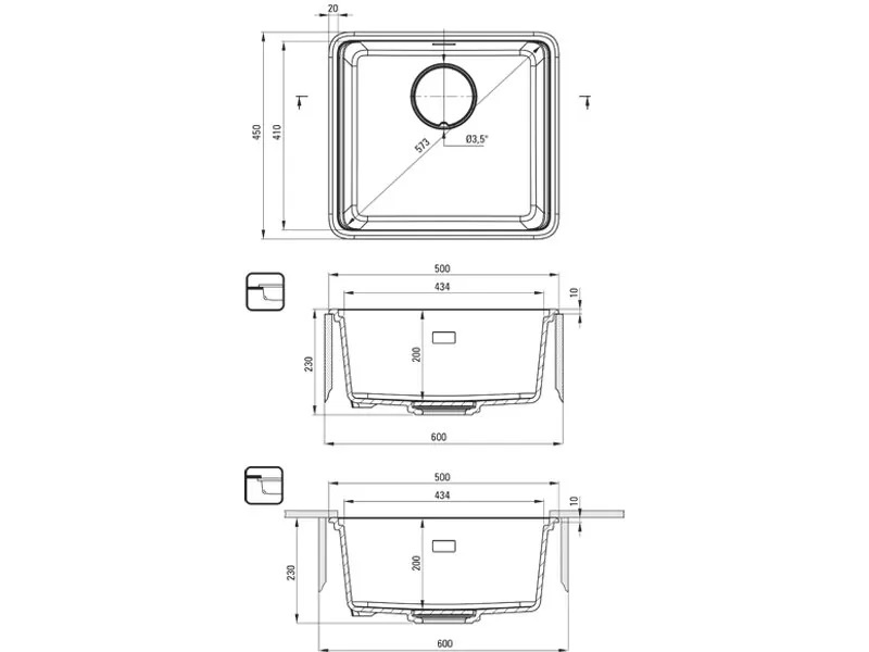 Вградена кухненска мивка Momi Metallic Graphite (1)