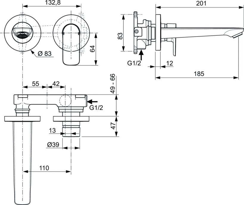 Вградена батерия за умивалник Ideal Standard Connect Air (1)