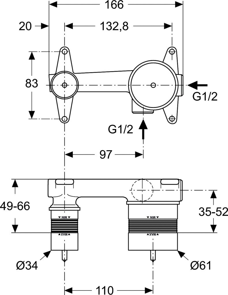 Вградена батерия за умивалник Ideal Standard Connect Air (3)