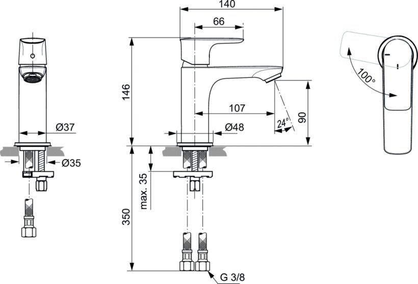 Батерия за мивка Ideal Standard Connect Air ColdStart (1)